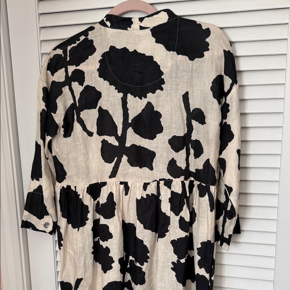 Bitte Kai Rand Black and Cream Peony Patterned Linen Dress - XS - Picture 12 of 16